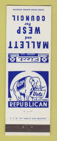 Matchbook Cover - Mallett and Wesp Council Election