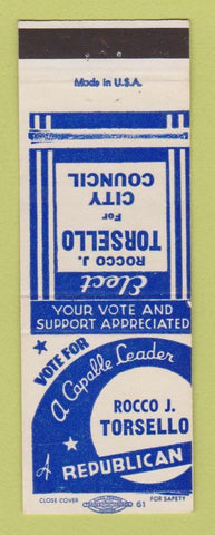 Matchbook Cover - Rocco Torsello City Council Election New Castle PA