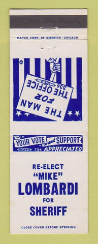 Matchbook Cover - Mike Lombardi Sheriff Election