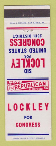 Matchbook Cover - Sid Lockley for Congress Election PA Pennsylvania