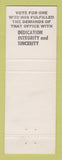 Matchbook Cover - Dominick Cioffi General Assembly Election New Castle PA