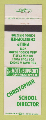 Matchbook Cover - Philip Christopher for School Director Election