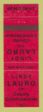 Matchbook Cover - Lindy Lauro for County Commissioner Election New Castle PA