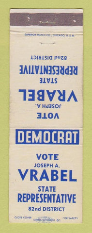Matchbook Cover - Joseph Vrabel State Rep Election