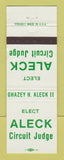 Matchbook Cover - Ghazey Aleck II Circuit Judge Election MI Michigan