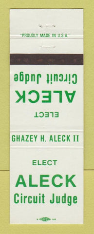 Matchbook Cover - Ghazey Aleck II Circuit Judge Election MI Michigan