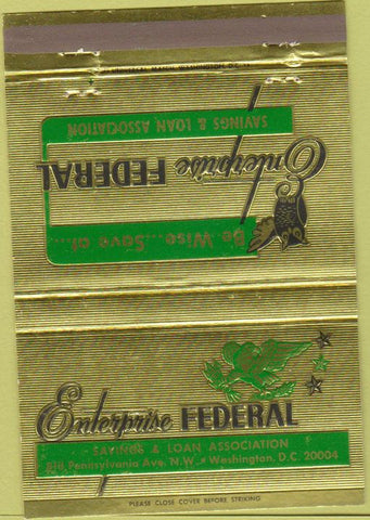 Matchbook Cover - Enterprise Federal Savings Washington DC 40 Strike