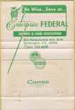 Matchbook Cover - Enterprise Federal Savings Washington DC 40 Strike