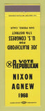 Matchbook Cover - Richard Nixon Agnew for President 1968 San Pedro CA Blatchford