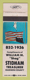 Matchbook Cover - William Shag Stidham Treasurer Election Madison County