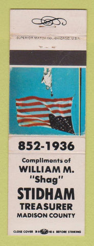 Matchbook Cover - William Shag Stidham Treasurer Election Madison County