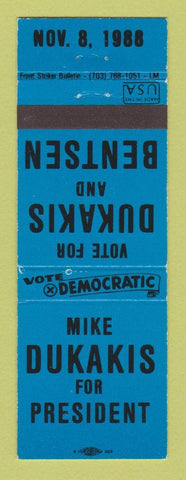 Matchbook Cover - Mike Dukakis for President 1988