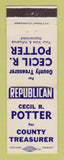 Matchbook Cover - Cecil Potter for County Treasurer Election