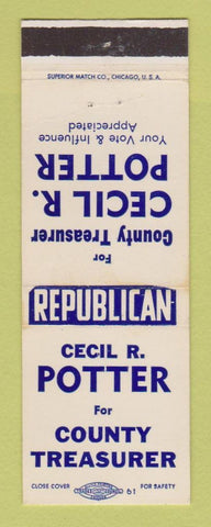 Matchbook Cover - Cecil Potter for County Treasurer Election
