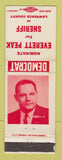 Matchbook Cover - Everett Peak for Sheriff Election Lawrence County PA?