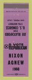 Matchbook Cover - Richard Nixon Agnew for President 1968 San Pedro CA LAVENDER