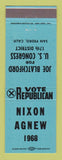 Matchbook Cover - Richard Nixon Agnew for President 1968 San Pedro CA BLUE