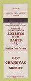 Matchbook Cover - George Grahovac Sheriff Election WEAR