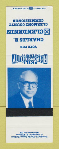 Matchbook Cover - Charles Clendenin Clermont County Commissioner OH SAMPLE
