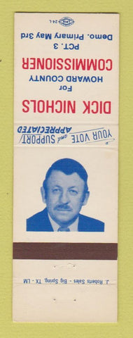 Matchbook Cover - Dick Nichols for Howard County Commissioner