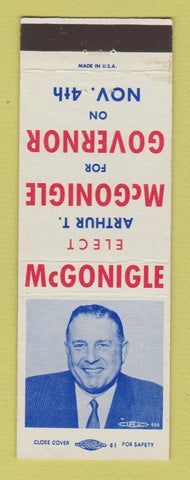 Matchbook Cover - Arthur McGonigle for Governor PA Pennsylvania