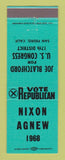 Matchbook Cover - Richard Nixon Agnew for President 1968 San Pedro CA TEAL