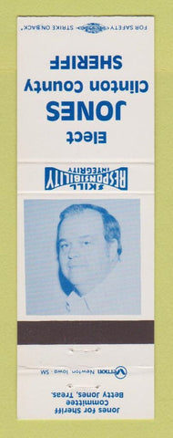 Matchbook Cover - Jones for Sheriff Clinton County Election