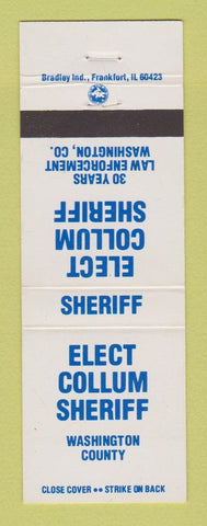 Matchbook Cover - Collum Sheriff for Election Washington County