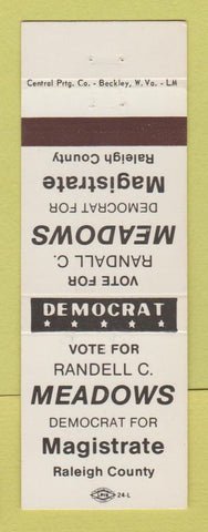 Matchbook Cover - Randell Meadows Magistrate Election Raleigh County