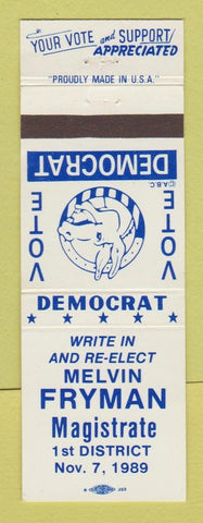 Matchbook Cover - Melvin Fryman Magistrate Election 1989