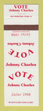 Matchbook Cover - Johnny Charles Jailer Election