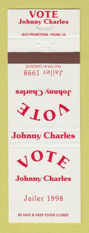 Matchbook Cover - Johnny Charles Jailer Election