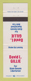 Matchbook Cover - David Gillie State Senate Election Libertarian