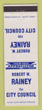 Matchbook Cover - Robert Rainey for City Council Election