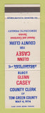 Matchbook Cover - Glenn Casey County Clerk Tom Green County 1974 TX
