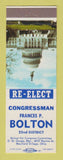 Matchbook Cover - Frances Bolton for Congress Election Mayfield Village OH