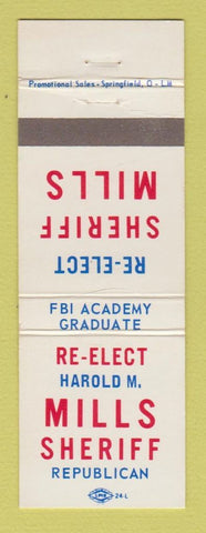 Matchbook Cover - Harold Mills Sheriff Election FBI WEAR