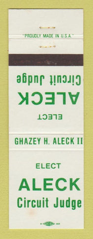 Matchbook Cover - Ghazey Aleck II Circuit Judge Election MI Michigan