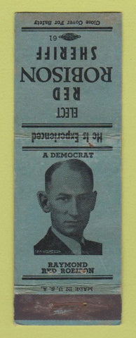 Matchbook Cover - Red Robison Sheriff Election WORN