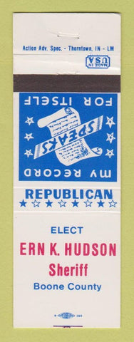 Matchbook Cover - Ern Hudson Sheriff Boone County Election