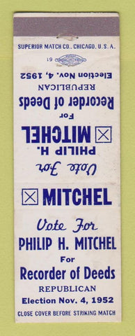 Matchbook Cover - Philip Mitchel Recorder of Deeds Election 1952