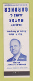Matchbook Cover - Mayor James Gardner Election