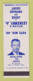 Matchbook Cover - William Leckemby Judge Orphans Court Election