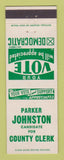Matchbook Cover - Parker Johnson County Clerk Election