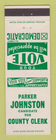 Matchbook Cover - Parker Johnson County Clerk Election