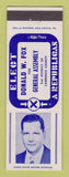 Matchbook Cover - Donald W Fox General Assembly Election Lawrence County PA