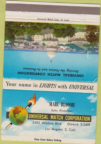 Matchbook Cover - Universal Match Marc Bloome Los Angeles CA 40 Strike