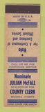Matchbook Cover - Julian McFall County Clerk Election Wichita County
