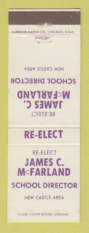 Matchbook Cover - James McFarland School Director New Castle PA