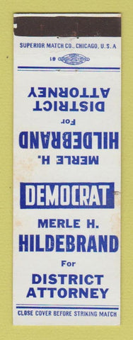 Matchbook Cover - Merle Hildebrand District Attorney Election WEAR